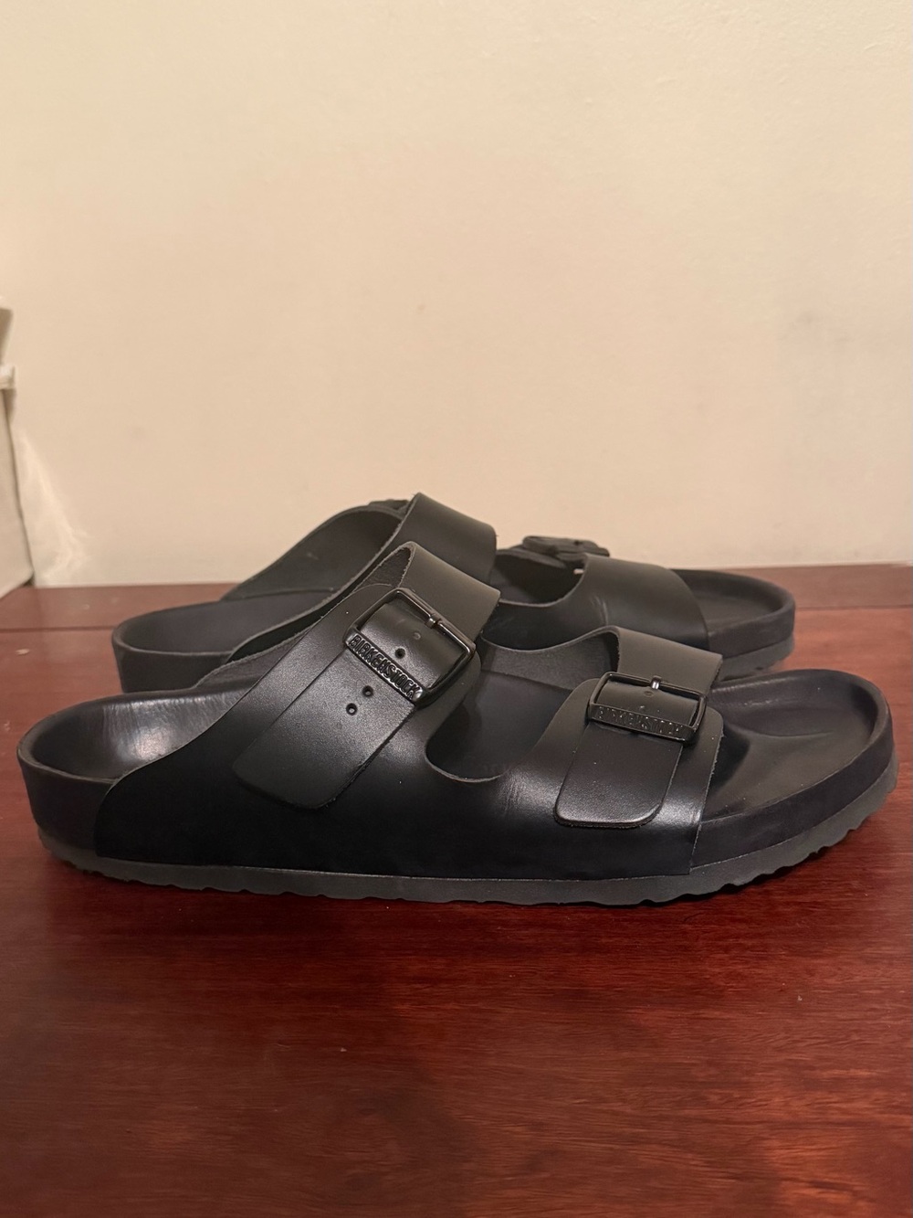 Men's Birkenstock Arizona Sandals Black Smooth Leather Size 45 US 12